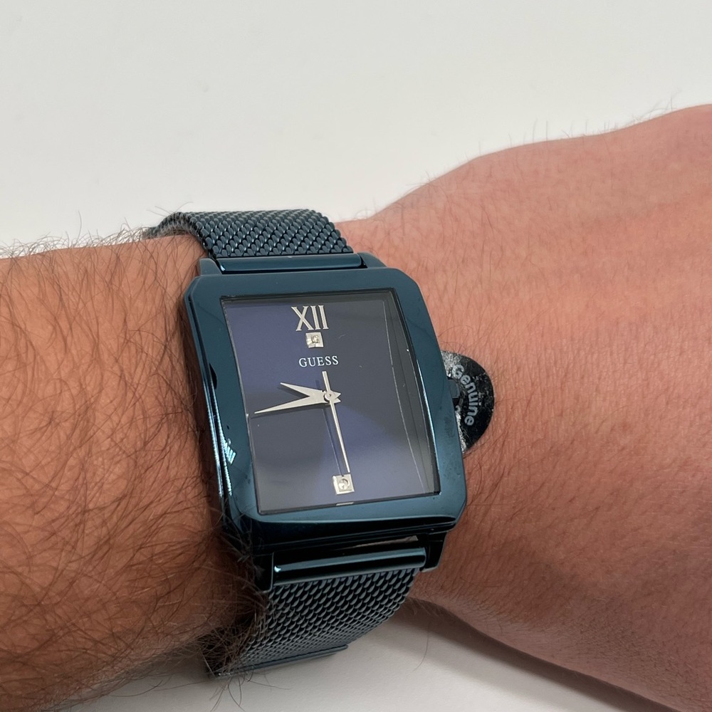 Guess Blue Diamond Rectangular Highrise Watch - image 4